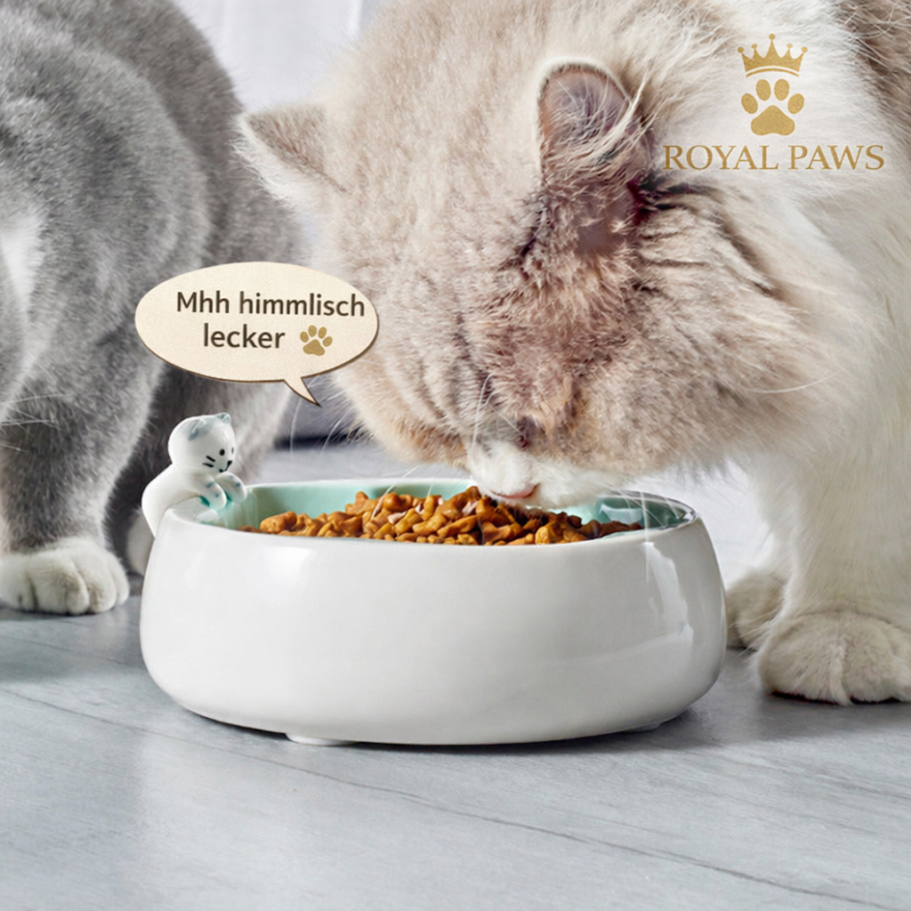 Royal Paws™ Sakura Keramik-Napf – Handglasierter Futter- & Wassernapf für Katzen