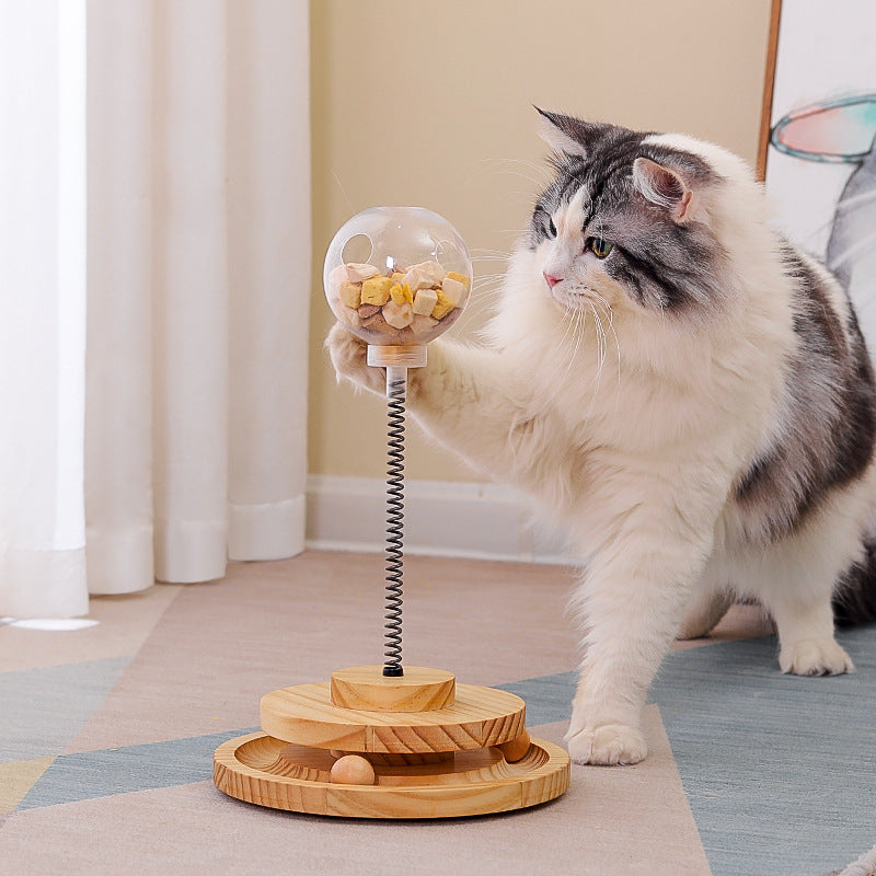 🐱 Royal Paws™ Play’n Snack Tower – Holz-Spielzeug & Futterspender für Katzen
