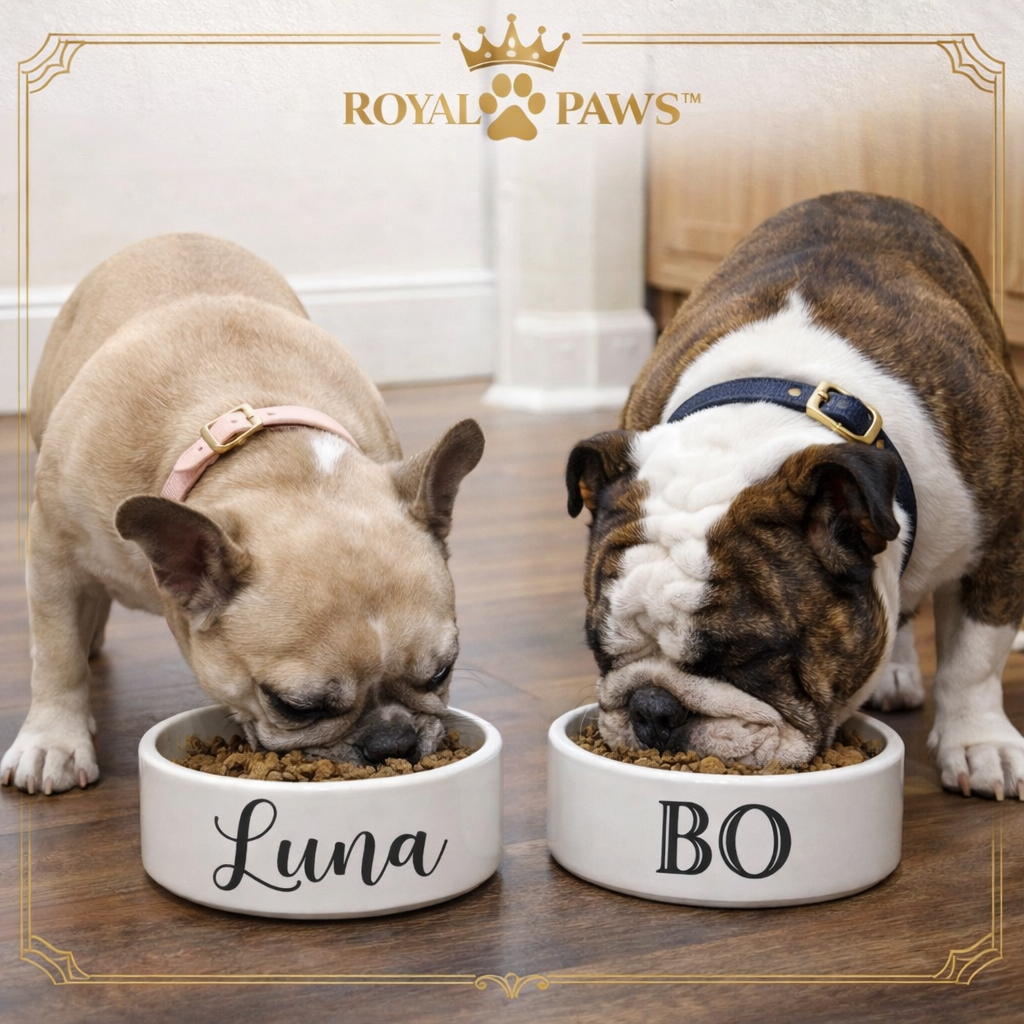 Royal Paws™ Personalisierter Keramik-Hundenapf – mit Namensgravur