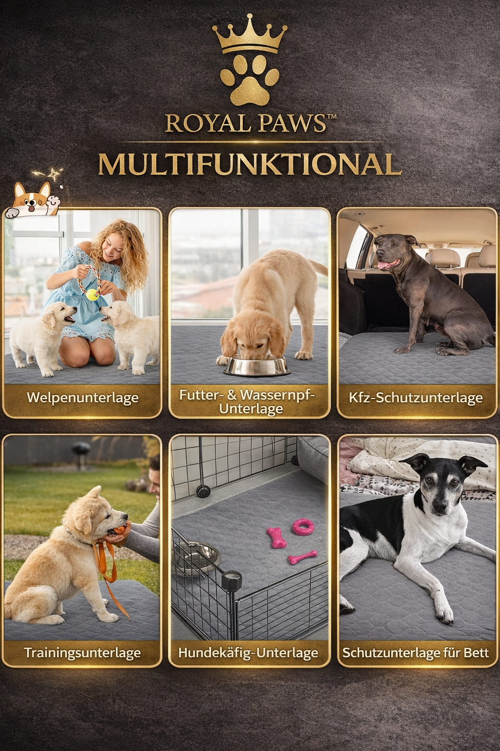 Royal Paws™ Waschbare Premium-Welpenunterlage / Pipiunterlage