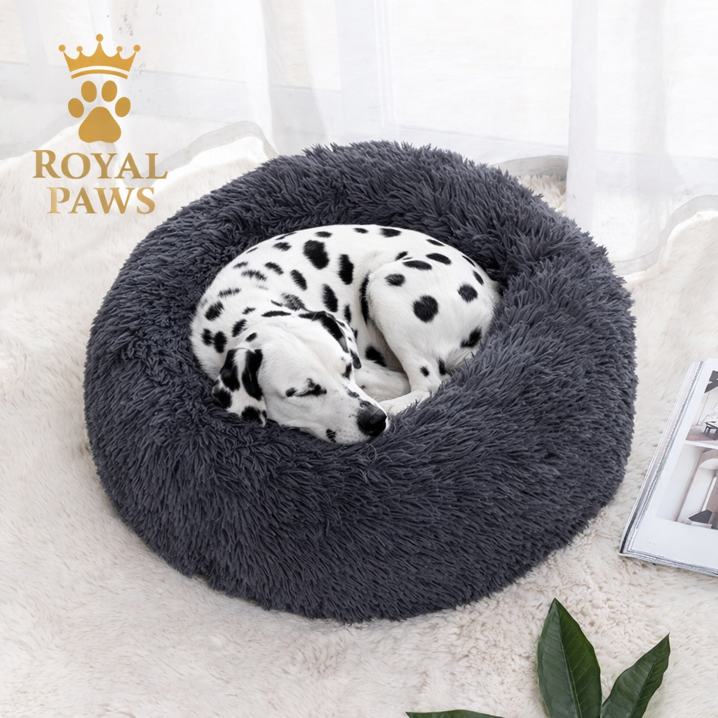 Royal Paws™️ Flauschiges Donut-Hundebett – Anti-Stress & Waschbar