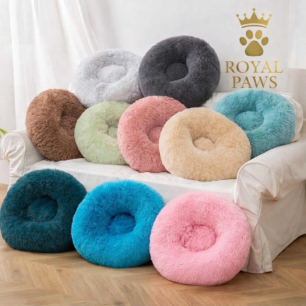 Royal Paws™️ Flauschiges Donut-Hundebett – Anti-Stress & Waschbar
