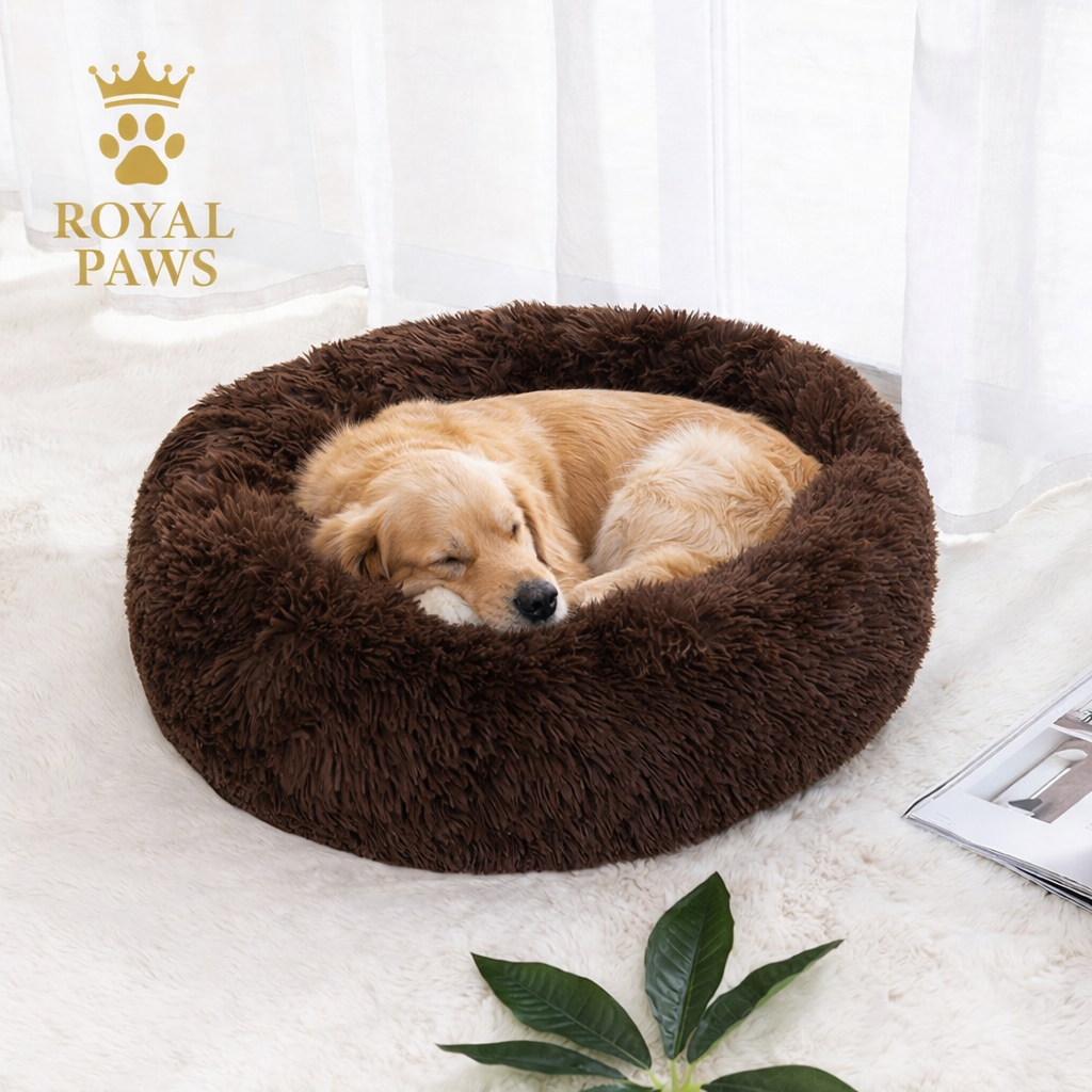 Royal Paws™️ Flauschiges Donut-Hundebett – Anti-Stress & Waschbar