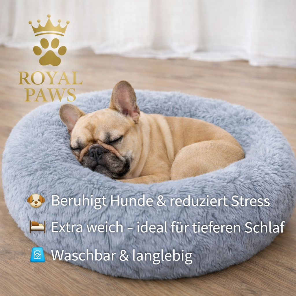 Royal Paws™️ Flauschiges Donut-Hundebett – Anti-Stress & Waschbar