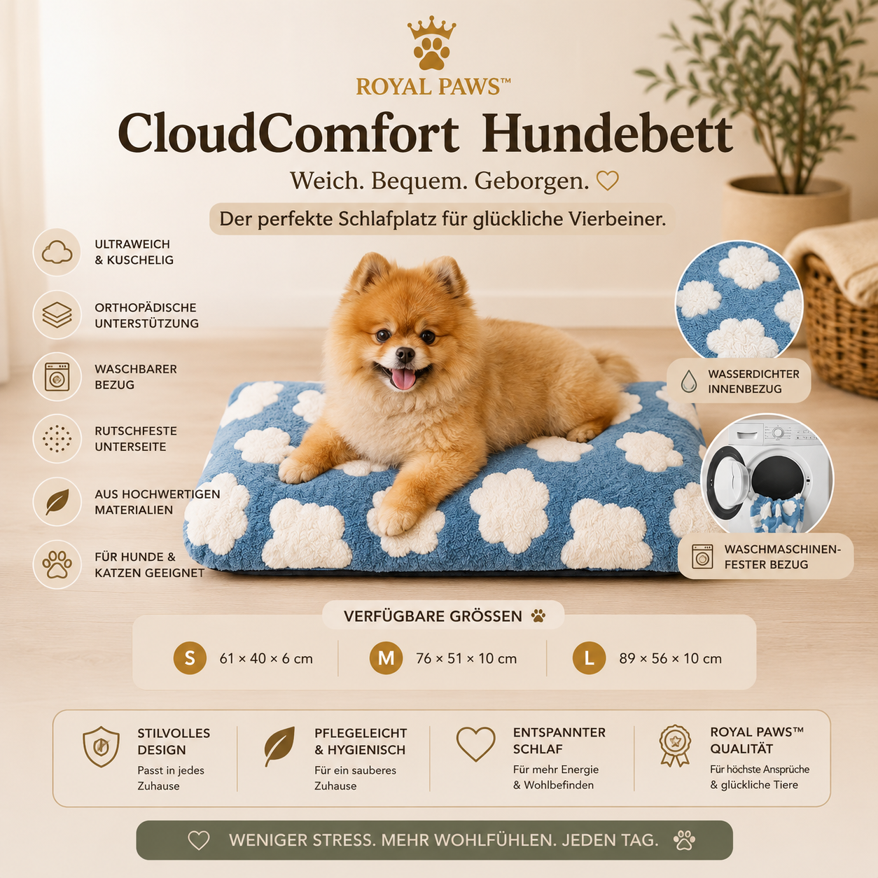 ☁️ Royal Paws™ CloudComfort Hundebett