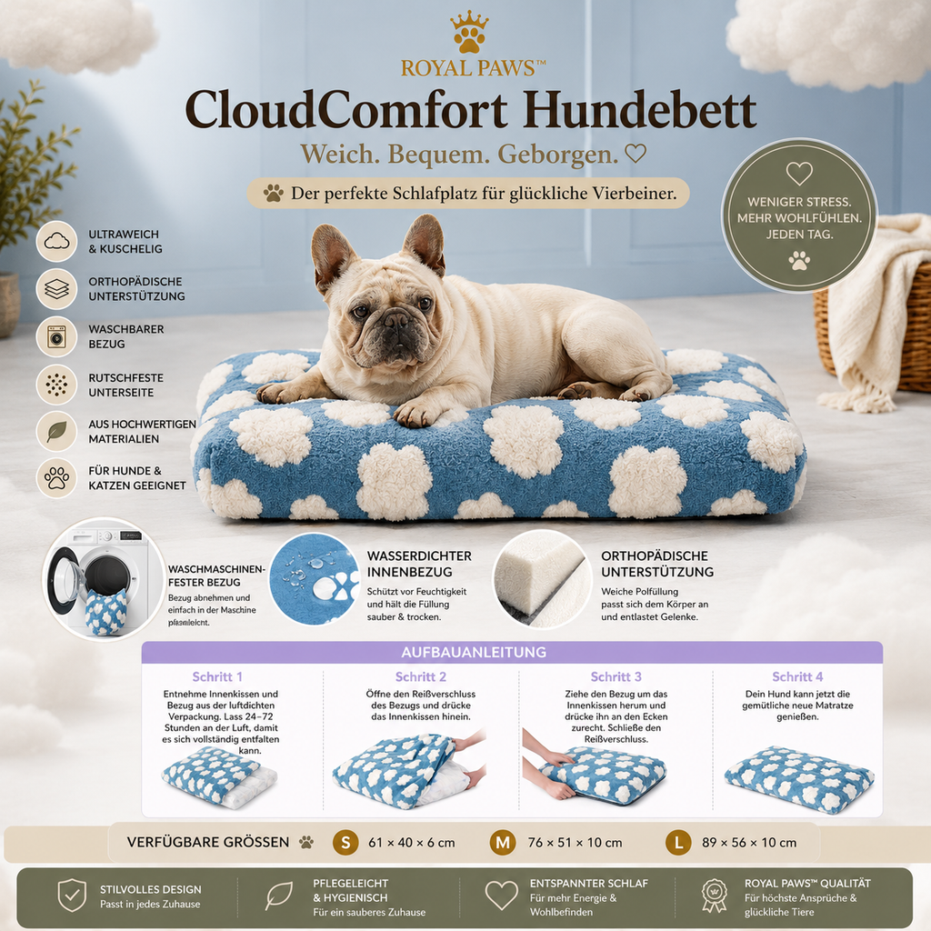 ☁️ Royal Paws™ CloudComfort Hundebett