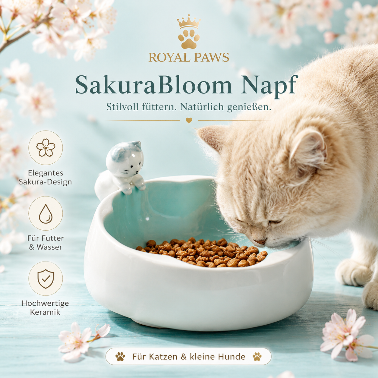 🌸 Royal Paws™ SakuraBloom Napf aus Keramik