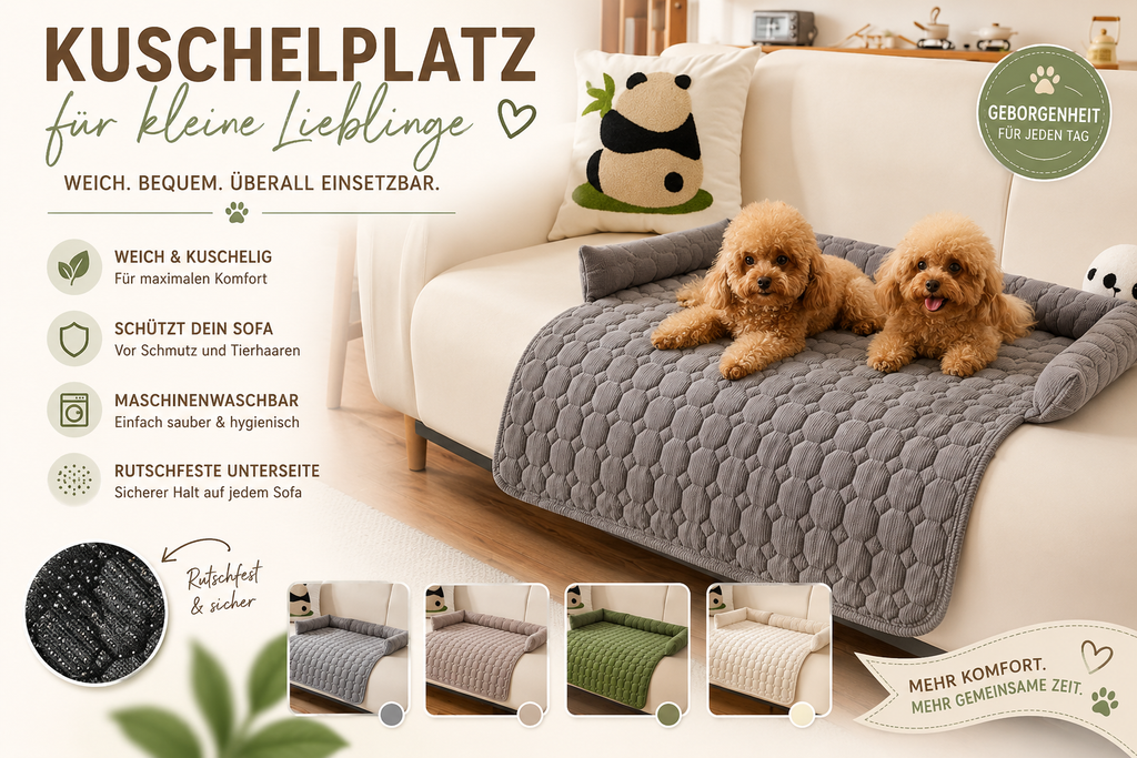 🤎 Royal Paws™ Premium Hundedecke für Sofa & Bett – Rutschfest, Waschbar & Extra Weich