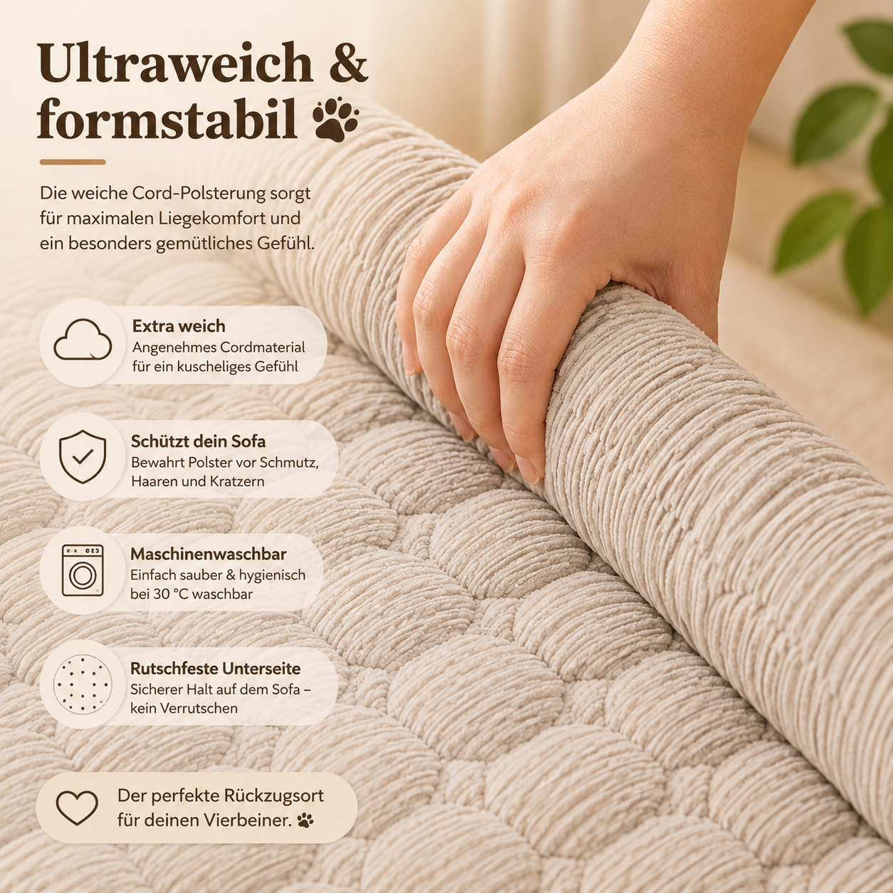 🤎 Royal Paws™ Premium Hundedecke für Sofa & Bett – Rutschfest, Waschbar & Extra Weich