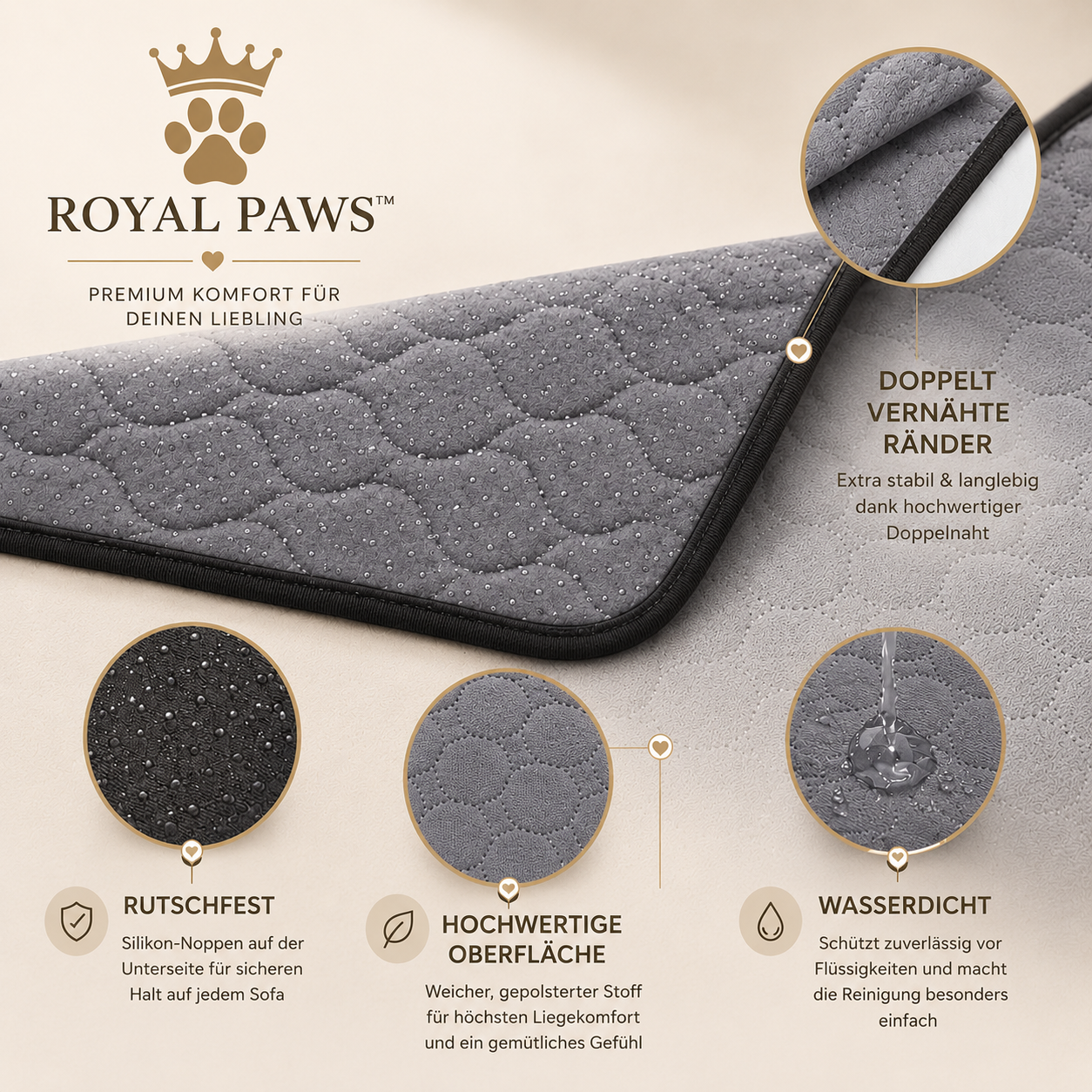 🐶 Royal Paws™ Waschbare Premium-Welpenunterlage / Pipiunterlage