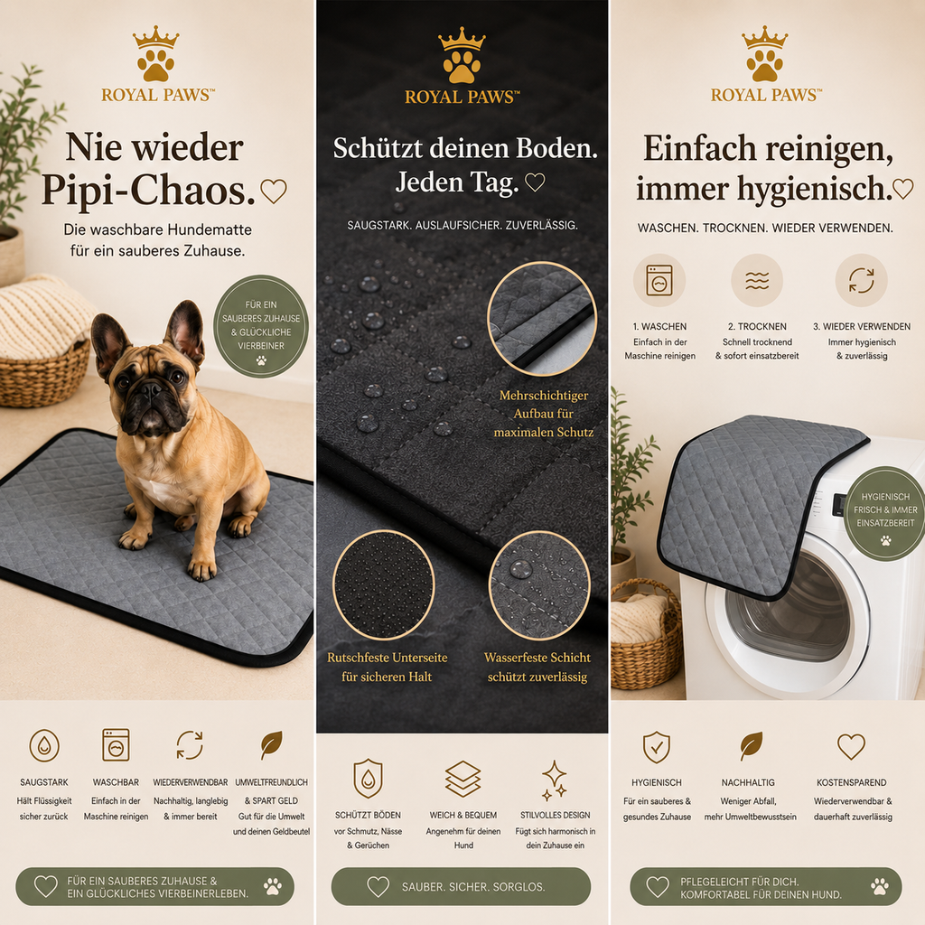 🐶 Royal Paws™ Waschbare Premium Pipimatte