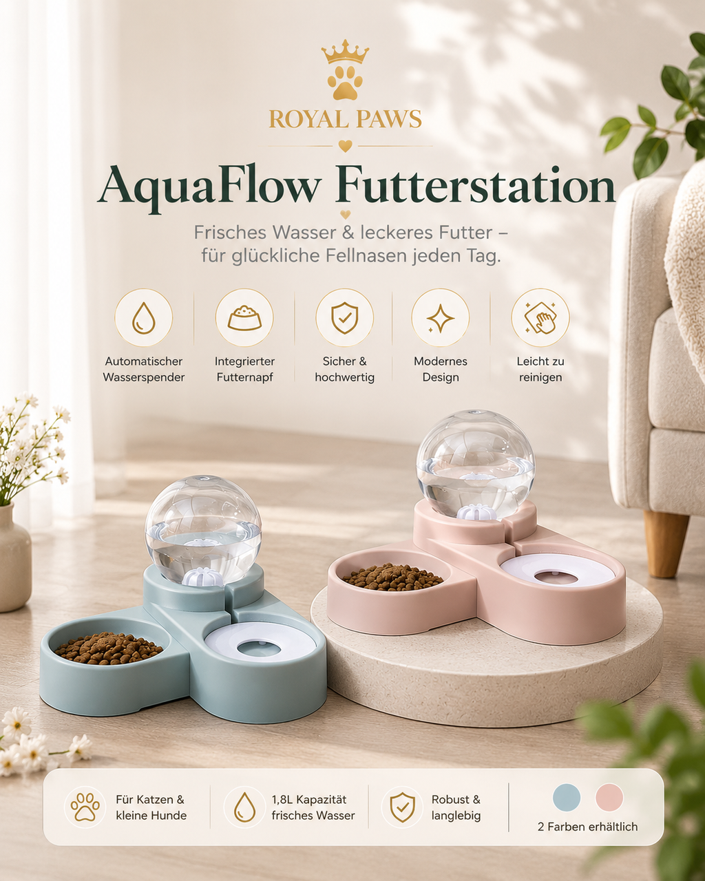 💧Royal Paws™ AquaFlow Futterstation