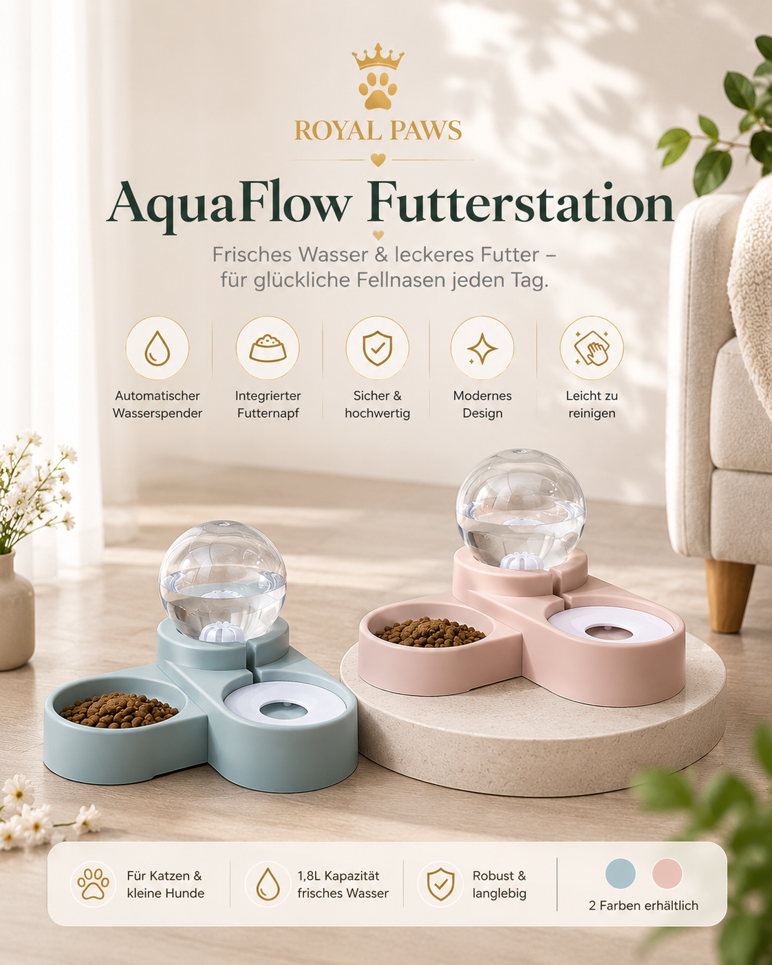 💧Royal Paws™ AquaFlow Futterstation