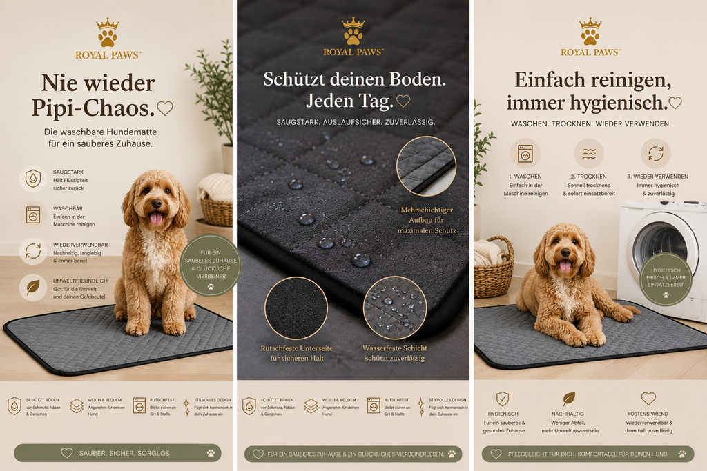 🐶 Royal Paws™ Waschbare Premium-Welpenunterlage / Pipiunterlage