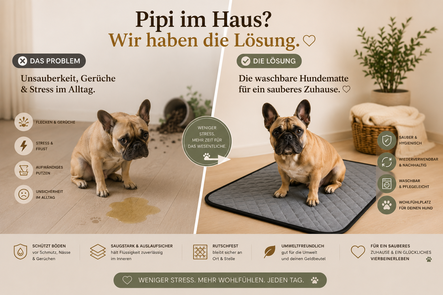 🐶 Royal Paws™ Waschbare Premium-Welpenunterlage / Pipiunterlage