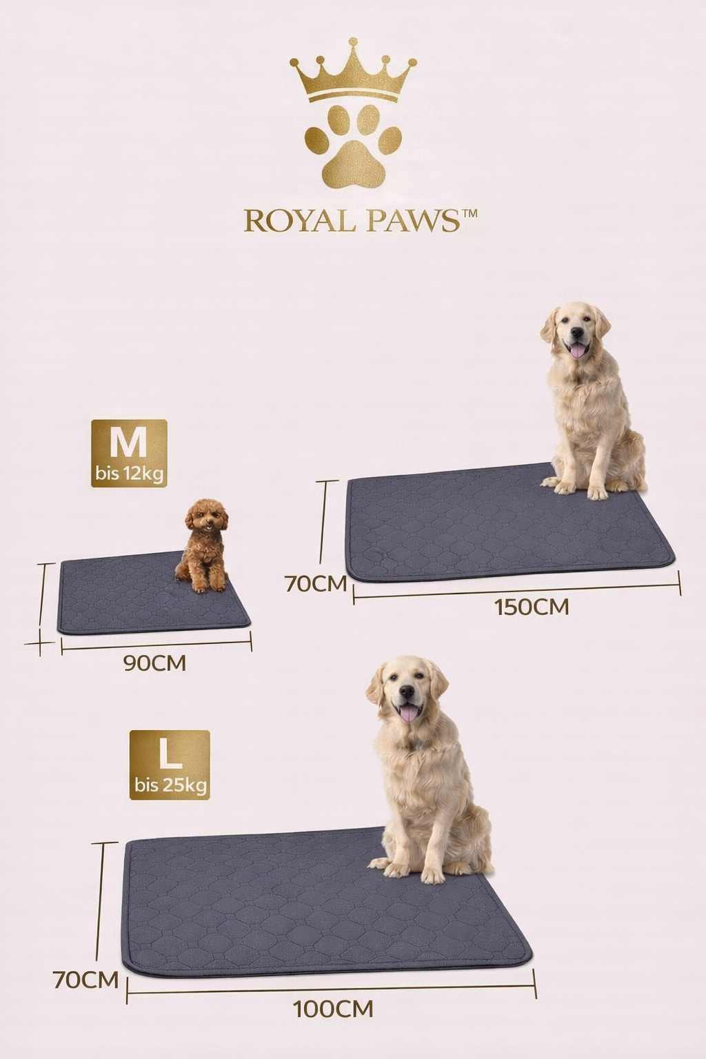 Royal Paws™ Waschbare Premium-Welpenunterlage / Pipiunterlage