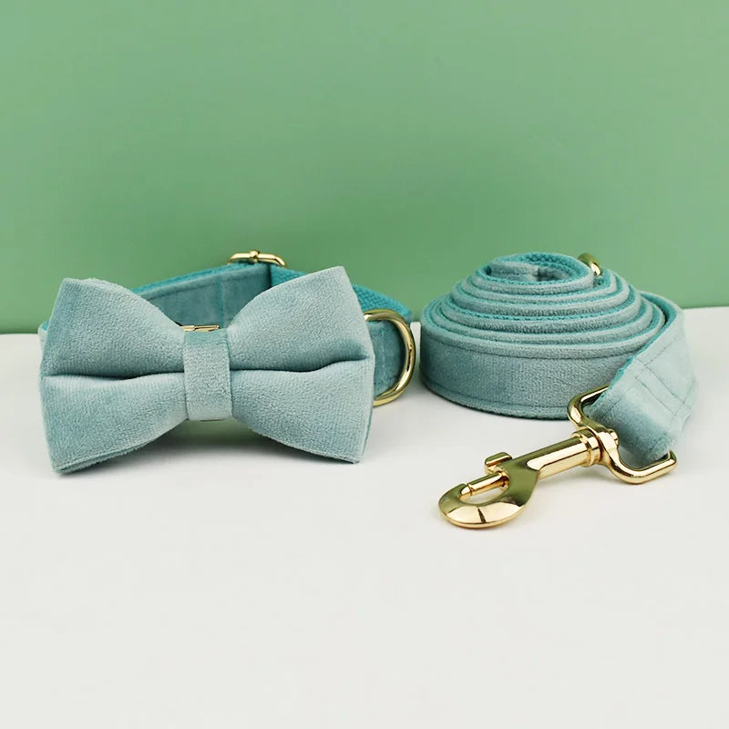 👑 Royal Paws™ Samt-Hundehalsband mit personalisierter Gravur & passender Leine