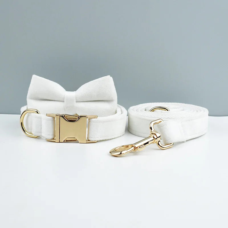 👑 Royal Paws™ Samt-Hundehalsband mit personalisierter Gravur & passender Leine