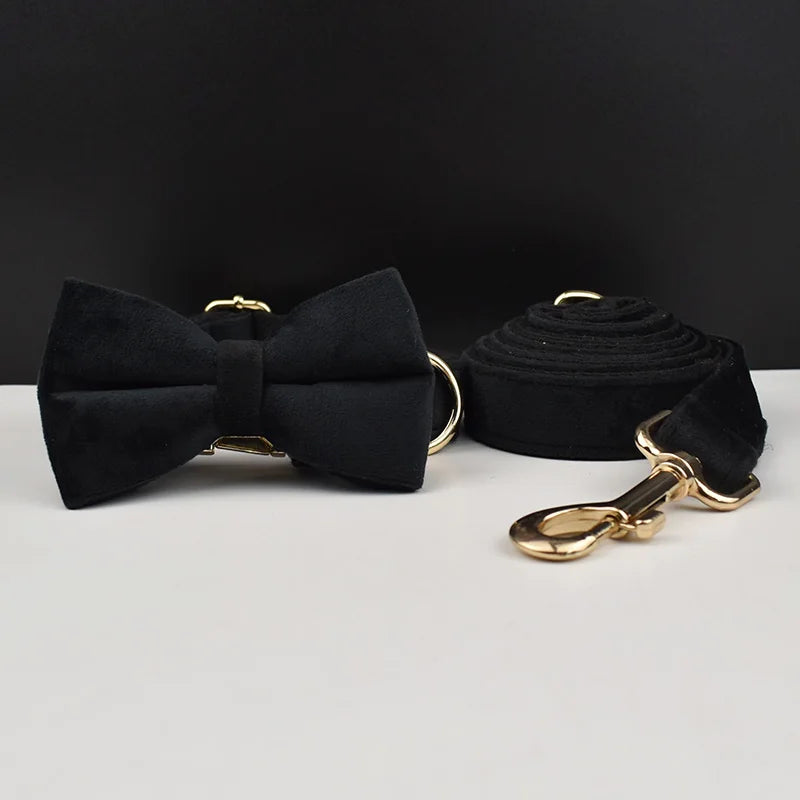 👑 Royal Paws™ Samt-Hundehalsband mit personalisierter Gravur & passender Leine