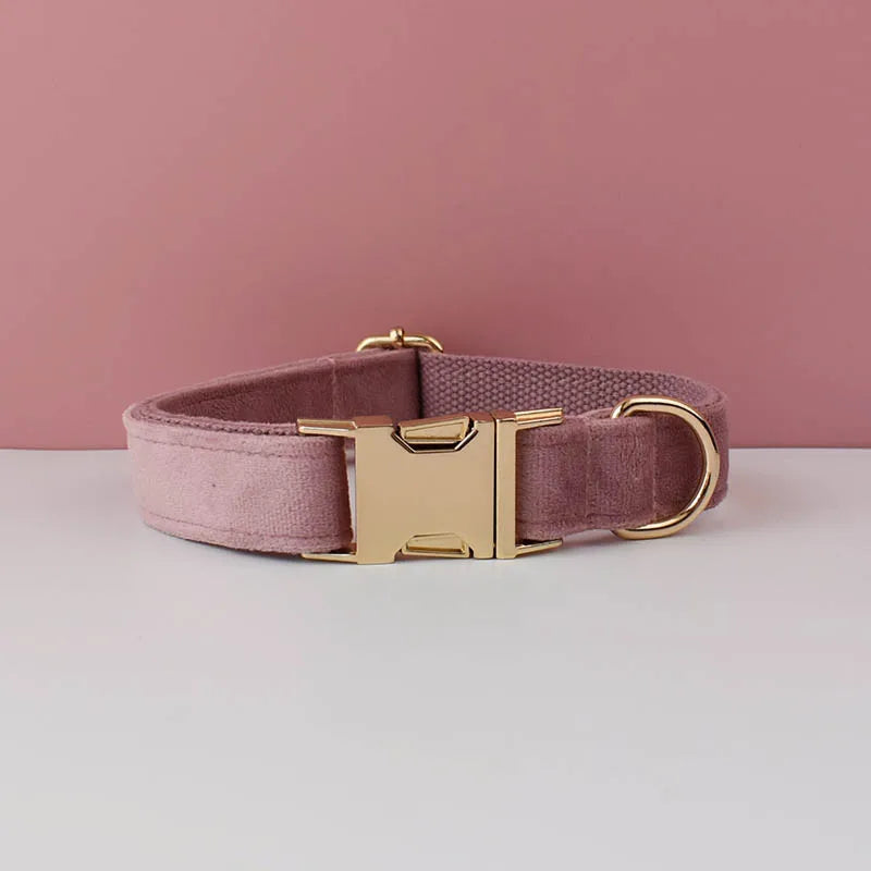 👑 Royal Paws™ Samt-Hundehalsband mit personalisierter Gravur & passender Leine