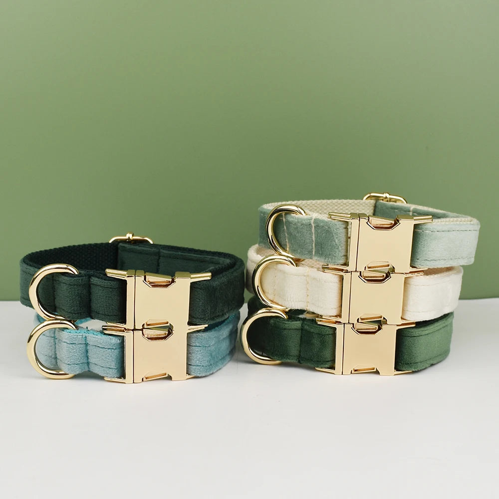 👑 Royal Paws™ Samt-Hundehalsband mit personalisierter Gravur & passender Leine