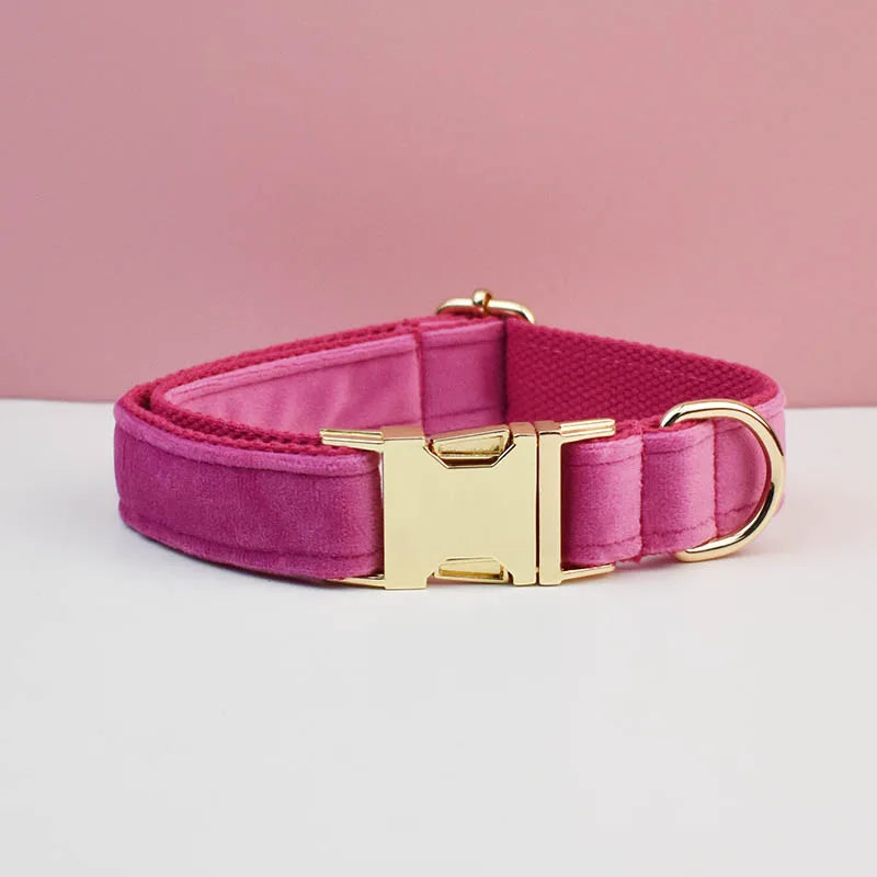 👑 Royal Paws™ Samt-Hundehalsband mit personalisierter Gravur & passender Leine