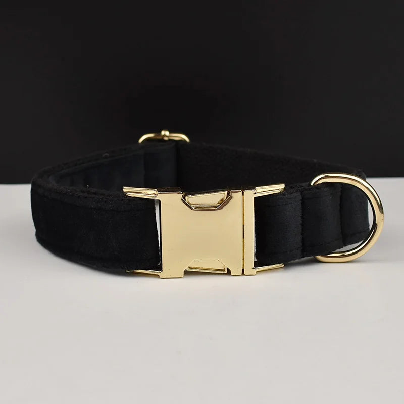 👑 Royal Paws™ Samt-Hundehalsband mit personalisierter Gravur & passender Leine