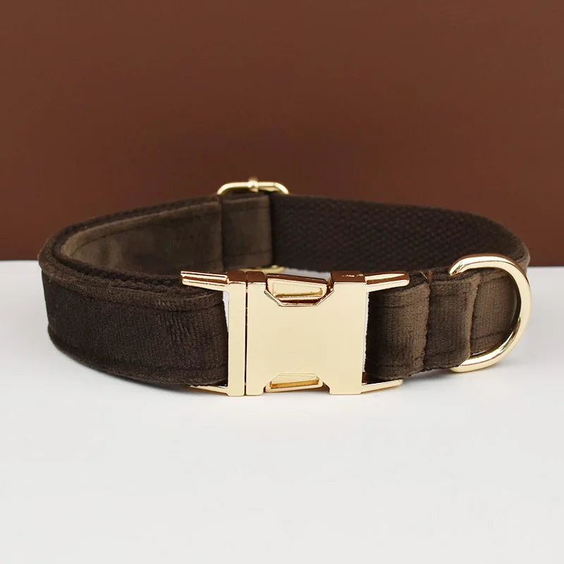 👑 Royal Paws™ Samt-Hundehalsband mit personalisierter Gravur & passender Leine