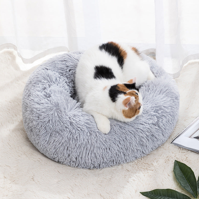 Royal Paws™️ Flauschiges Donut-Hundebett – Anti-Stress & Waschbar