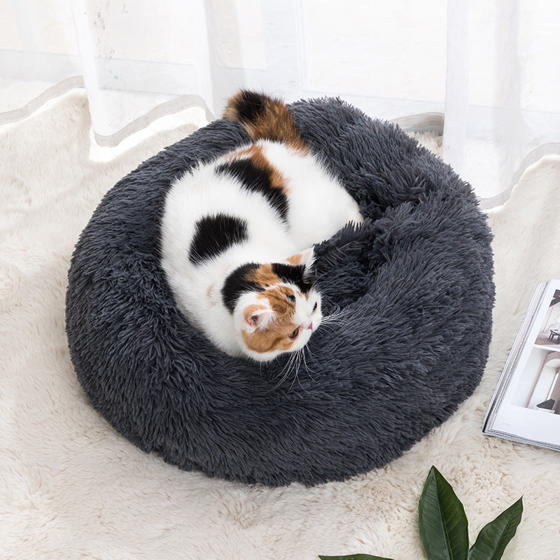 Royal Paws™️ Flauschiges Donut-Hundebett – Anti-Stress & Waschbar